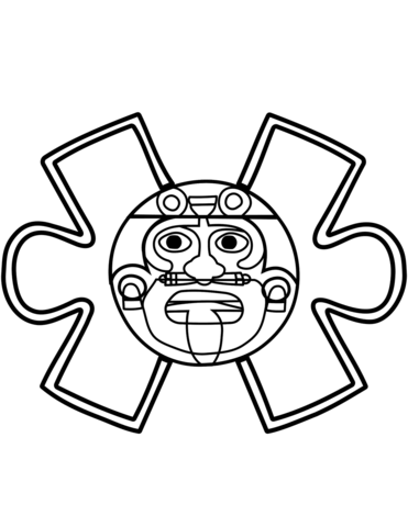 Aztec Calendar Stone Coloring Page